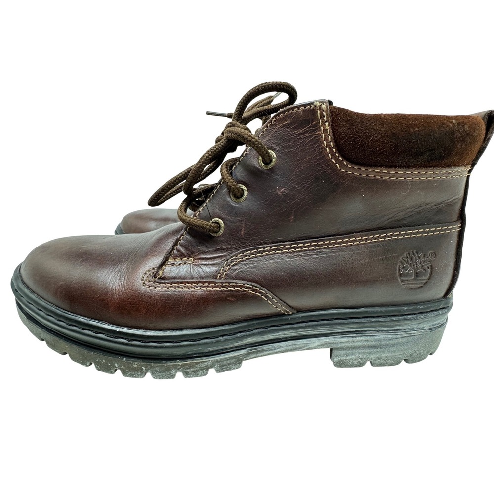 Timberland Leather Ankle Boots Mens 8M Brown Lace Up Lug Sole